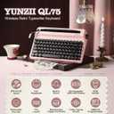 YUNZII QL75 Wireless Typewriter Hot Swap Retro Mechanical Keyboard,Punk Round Keycaps,RGB Backlit QMK/VIA Programmable,Multi-Device Keyboard with 2.4GHz/Type-C/BT5.0 (Pink, Cocoa Cream V2 Switch)