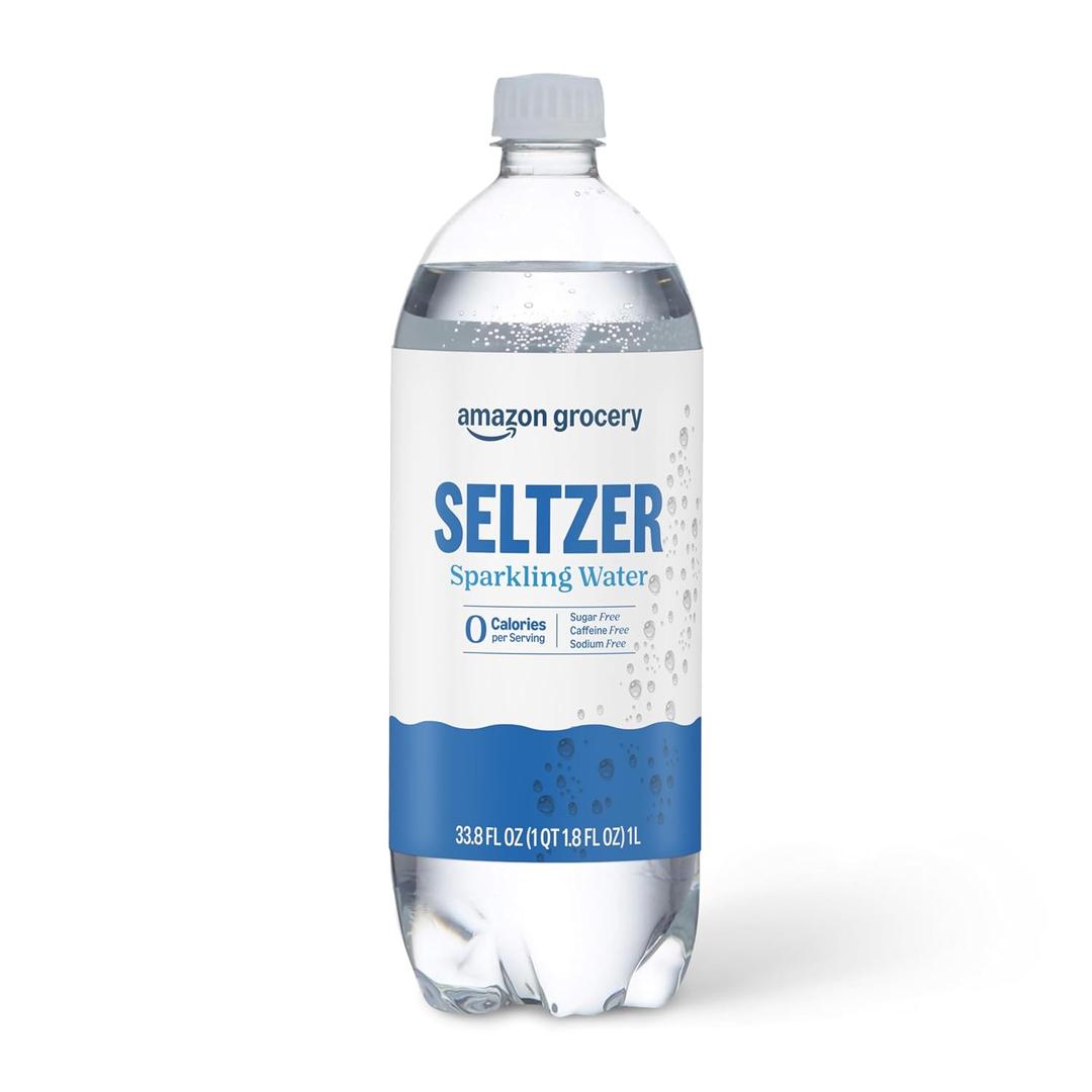 4 x Amazon Grocery, Seltzer Sparkling Water, 33.8 Fl Oz (EXP 06/03/26)