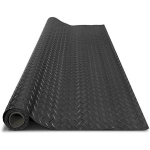 30in x 50in Garage Floor Mat, 2.8mm Thickened Flooring Roll for Under Car, Golf Cart Parking Mat, Diamond Plate PVC Rubber Motorcycle Mat, Non-Slip Floor Protector for Garage Warehouse Trailer, Black