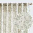 jinchan Floral Linen Blend Curtains for Living Room Green French Country Farmhouse Curtains 96 Inches Long Light Filtering Kitchen Window Back Tab Semi Sheer 2 Panels, Size: 50"W x 96"L