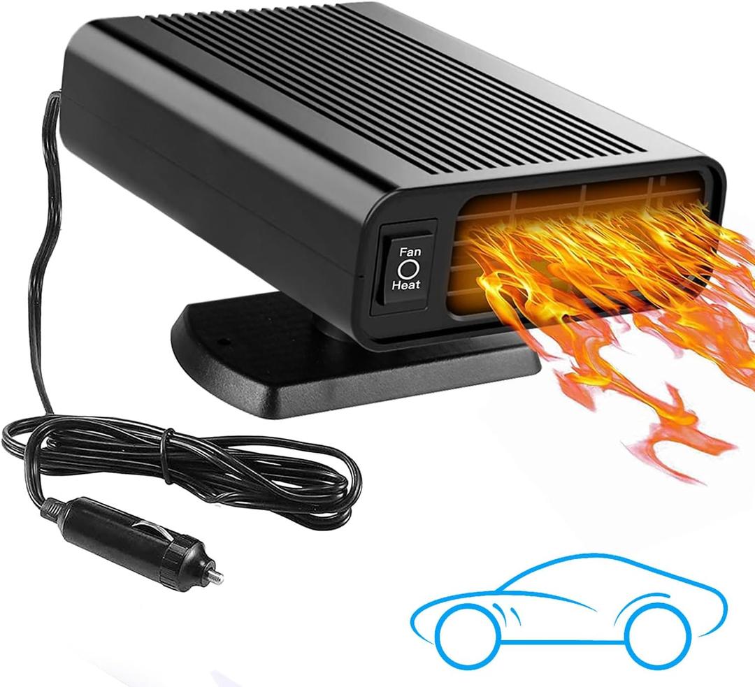 12V 150W Car Heater, Portable Car Heater Plug into Cigarette Lighter, 2 in 1 Fast Heating Defrost Defogger, Windscreen Defogger Window Defroster for Car