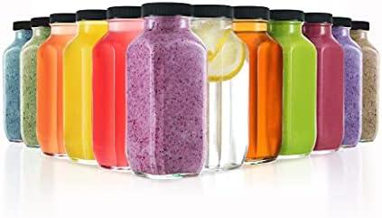 DilaBee Glass Juice Bottles 8 oz Glass Bottles with Lids for Juice, Smoothie, Water, Milk & Kombucha, Reusable Glass Bottles for Juicing - Bulk Glass Water Bottles with Caps BPA-Free, 6 Pcs 