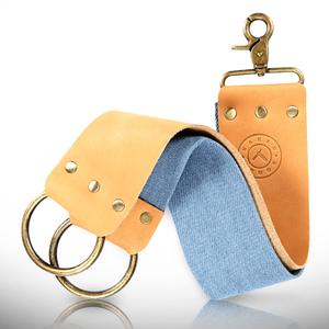 Naked Armor Straight Razor Leather Strop - 2.5" x 15" Cow Leather Razor Blade Sharpener with Brass Hooks, Brown