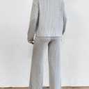 Women's Pajama Sets Turtleneck Long Sleeve 2 Piece Lounge Sets Ribbed Knit Sweater Sleepwear 2024 Pjs with Pockets (Gray, M)