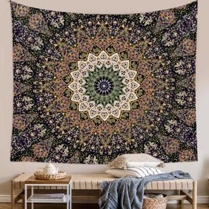 LSTLQHX Green Mandala Tapestry Wall Hanging Indian Hippie Wall Decor Vintage Psychedelic Aesthetic Tapestries Bohemian Wall Art Boho Home Decoration for Bedroom Living Room Dorm (59.1L" x 51.2W")