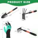 Garden Tool Set, 4 Pack Gardening Tools, Stainless Steel Heavy Duty Hand Cultivator, Hoes, Shovel, for Planting Weeding Digging, Gardening Gifts for Women,Orange