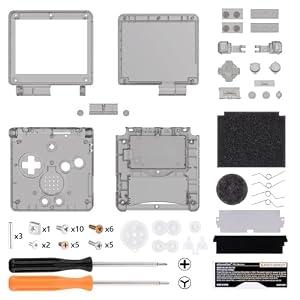 IPS Ready Upgraded eXtremeRate Clear Black Custom Replacement Housing Shell for Gameboy Advance SP GBA SP Compatible with Both IPS & Standard LCD Console & Screen NOT Included