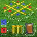 Giant Tic Tac Toe Outdoor Games for Kids Adults Family, Portable Tic Tac Toe Bean Bag Toss with 10pcs Bean Bag, Large Outdoor Lawn Backyard Games Carnival Field Day Game