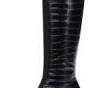 Knee High Boots for Women 70s Boots with Chunky Heel, Square Toe Tall Boots Side Zipper Block Heel Dress Boots (Black)