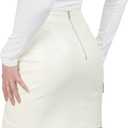 Nawgut Faux Leather Skirt High Waisted Bodycon A line Pencil Skirts with Shorts for Women (White, L)