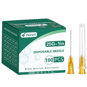 100Pack 25Ga 1 inch Needles(25mm) Luer Lock Lab Dispensing Accessories for Measuring,Refilling Inks