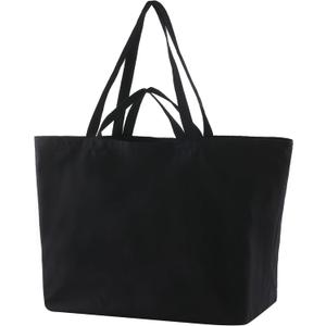 Large Sturdy Canvas Tote Bag -27" X 16" X 8" Extra Big Largest Grocery Shopping Beach Reusable Totes Bags, Black 