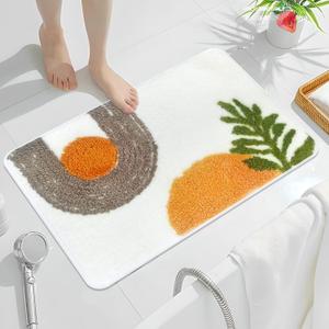 Boho Shaggy Microfiber Bathroom Rug, Super Absorbent Non Slip Mat for Tub, Shower, Machine Wash, 20X30 in