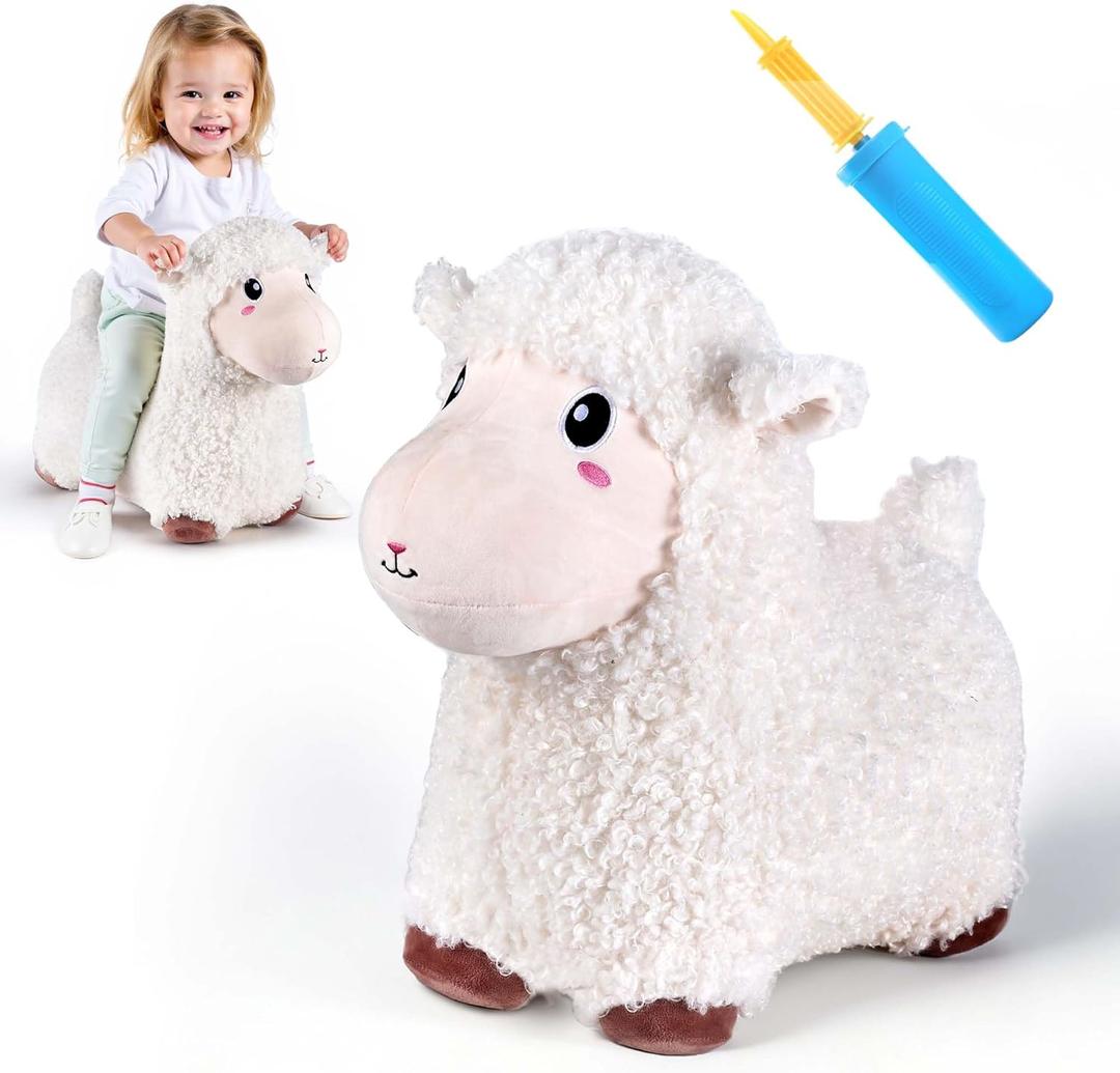 Bouncy Pals Sheep Hopping Horse, Toddler Boy Girls Inflatable Bouncing Farm Animal Hopper, Kids Outdoor Jumping Lamb Toy, Indoor Plush Ride on Bouncer, Birthday Gifts for 18 24 Months 2 3 4 5 Year Old