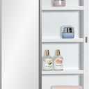 IDYLLOR Plastic Medicine Mirror Cabinet for Bathroom, Surface and Recessed Mount, 16x26inch Framed Mirror