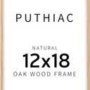 puthiac 12x18 Solid Oak Wood Picture Frame, Fits 8x12 with Mat or 12x18 Without Mat, Wall Display Only, Vertical or Horizontal, Plexi Front, 1 Pack, Natural Oak