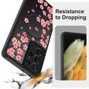 ZIYE Magnetic Case for Samsung Galaxy S21 Ultra 6.8 Inch [Compatible with MagSafe] Hard PC and Soft TPU Case with Cherry Blossom Pink Floral Anti-Scratch Shockproof Protection Phone Cover for Women