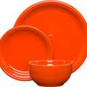 Fiesta Bistro Coupe Set of 3 Dinnerware Set Durable Ceramic, Lead-Free, Dishwasher/Microwave/Oven Safe Made in USA Dinnerware - Poppy