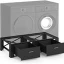 FAMIROSA  Laundry Pedestals with Drawer, 29'' x 29'' x14.3'', Heavy-Duty Steel Washer Dryer Pedestals, Capable of Supporting 700 lbs, Black