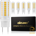 DiCUNO G8 Dimmable LED Bulb Flat Base 4W (40W Halogen Equivalent), Warm White 3000K, 450LM, Bi Pin Base Bulb Replacement for Under Counter, Under-Cabinet Light and Puck Light, 6 Pack