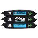 DUDE Wipes Unscented Flushable Wipes - Extra-Large Adult Wet Wipes for Sensitive Skin - 3 Pack (144 Count) - Infused with Vitamin E and Aloe - Septic and Sewer Safe