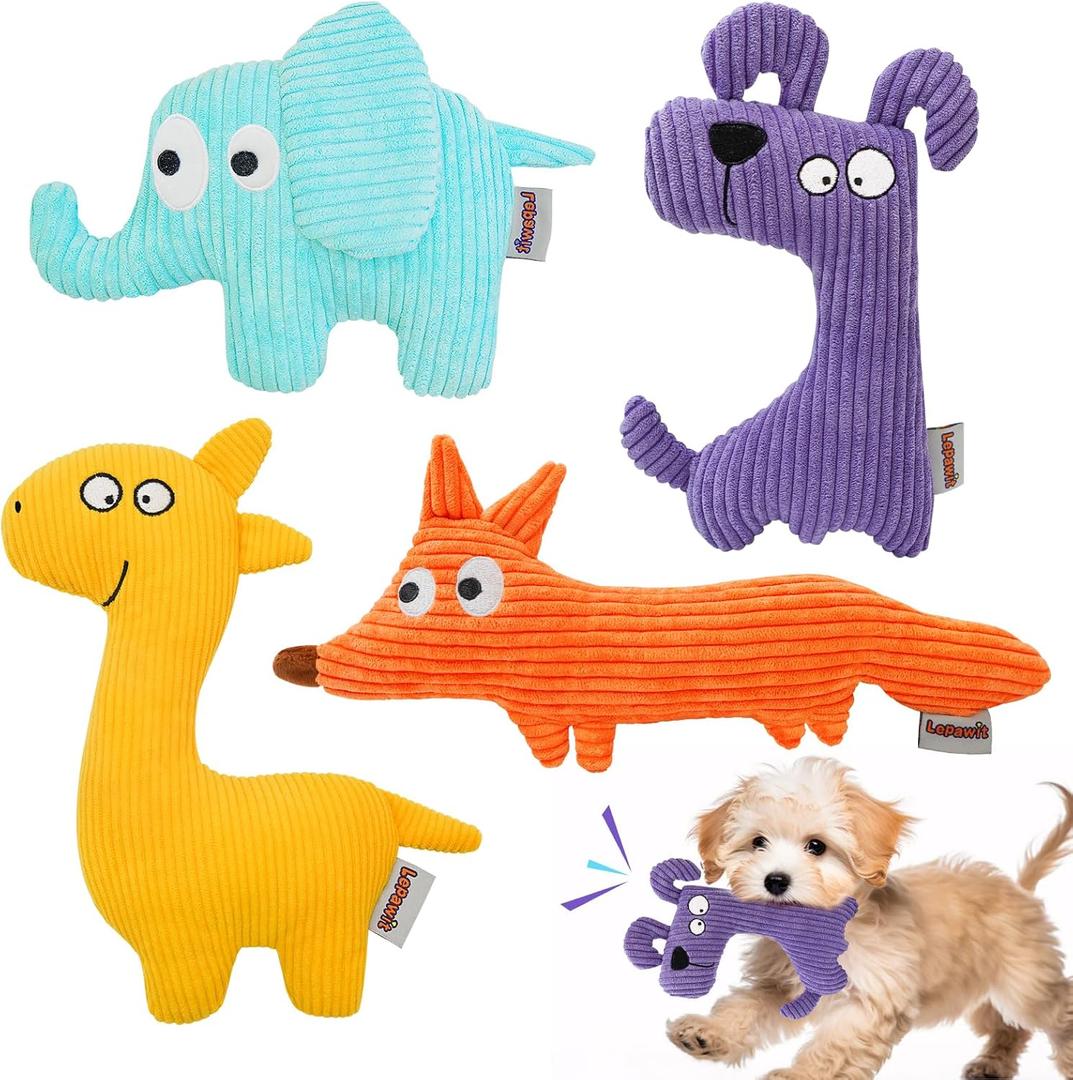Squeaky Dog Toys for Small Dogs, Cute Plush Small Dog Toys for Indoor Play, Interactive Dog Toys with Non-Shedding Material for Small and Medium Dogs - 4pack