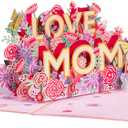 Paper Love 3D Mothers Day Pop Up Card, Love Mom, For Mom, Wife - 5" x 7" Cover - Includes Envelope and Note Tag