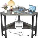 Armocity Corner Desk Small Desk with Outlets Corner Table for Small Space, Computer Desk with USB Ports Triangle Desk with Storage for Home Office, Workstation, Living Room, Bedroom, Oak