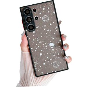ZTOFERA for Samsung Galaxy S22 Ultra 5G Case 6.8",Planet Star Pattern Protective Phone Case Translucent Frosted Hard PC Back Shockproof Silicone Bumper Cover for Galaxy S22 Ultra,White