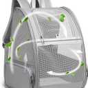 Texsens Pet Backpack Carrier for Small Cats Dogs | Ventilated Design, Safety Straps, Buckle Support, Collapsible | Designed for Travel, Hiking & Outdoor Use (Light Gray)
