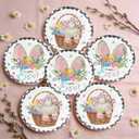 2 x Easter Plates Bunny Rabbit Disposable Paper Plates Watercolor Rabbit Tableware Decoration for Spring Birthday Holiday Easter Bunny Party Supplies (9 Inch)