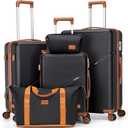 Luggage Sets 5 Piece Suitcases with Wheels, Suitcase Set ABS Hard Case Luggage with TSA Lock Spinner Wheels Durable Travel Luggage (5-Piece Set(20"/24"/28")) (Black)