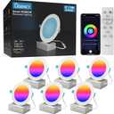 Ligency Smart Recessed Lighting 6 inch, 6 Pack 13W Ultra Thin Canless WiFi Ceiling Light Compatible with Alexa, RGBCW Color Changing Dimmable Retrofit LED Downlight with Junction Box