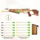 Crossbow Toy Set for Kids with 12 Handmade Wooden Arrows and Quiver, Cross Bow Archery Prop for Costume Cosplay, Halloween Party Role Play Gift for Boys and Girls, Green