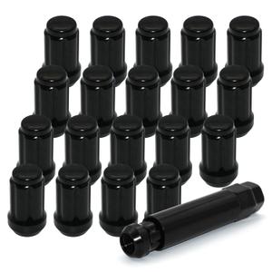 20 PCS 1/2-20 Black Lug Nuts, 1.35" Tall Hex Trailer Lug Nuts, 60 Degree Conical Cone Seat with Socket Key, Wheel Lugnuts Compatible with Jeep Cherokee 1984-2001, Jeep Wrangler JK 1987-2018