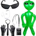 Kyson Agent Costume Secret Service Spy FBI Halloween Accessories Kit 5 Pcs Sunglasses Tie Badge Gloves Earpiece for Cosplay