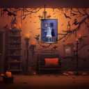 Funny Halloween Ghost On Toilet Canvas Posters Bathroom Ghost Black Cat Wall Art Whimsical Goth Dark Academia Horror Prints Painting For Living Room Bedroom Wall Decor 12x16in Unframed (12L" x 16W", Multi 10)