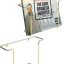 MyGift Modern Metal Wire Wall Mounted Vinyl Records Storage Racks, Hanging LP Record Holders, Floating Album Cover Display Shelves, Set of 2 (Brass-2 Pcs)