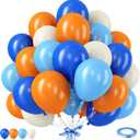 12 Inch Latex Balloons - Orange, Blue, White - Party Pack for Kids Birthday, Baby Shower, Outer Space Theme Decoration