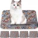 Tuanse 4 Pack Ultra Soft Dog Cat Bed Mat with Cute Prints Reversible Fleece Dog Crate Kennel Pad Cozy Washable Thickened Hamster Guinea Pig Pet Bed Mat for Small Animals(13 x 19 Inches,Gray)