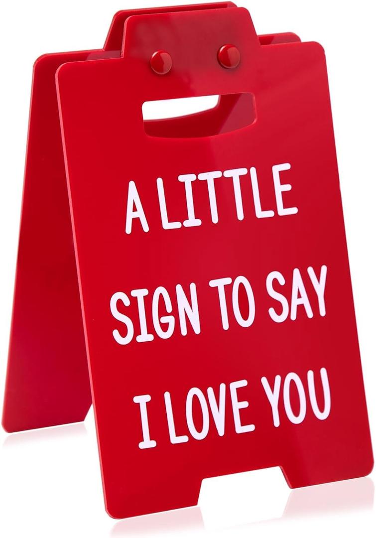 Artlunar Valentines Gifts for Her Him - Romantic I Love You Sign Funny Table Desk Valentines Day Decor for Birthday Wedding Aniversary Gifts (Red)