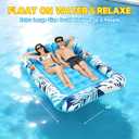 Pool Floats Adult,75"x64" XXL Inflatable Tanning Pool Lounger Float with Pillow,4 in 1 Suntan Tub Sunbathing Raft Floatie Water-Filled Mattress Kids Pool Ball Pit,Perfect for Party&Relax,Blue
