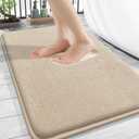 OLANLY Thick Memory Foam Bath Mat Rug 30x20, Extra Soft Absorbent Bathroom Rug, Quick Dry Bath Mats, Non-Slip, Machine Washable Carpet for Bathroom, Tub and Shower, Home Decor Accessories, Beige