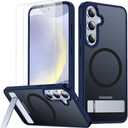 SPIDERCASE for Samsung Galaxy S24 Plus Case Blue | Magnetic, 3 Stand Ways, Military Grade Drop Protection, with Invisible Stand, Translucent, Matte, for Galaxy S24 Plus,Blue