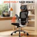 GTPLAYER Big and Tall Ergonomic Mesh Office Chair, High Back Home Desk Chair Computer Gaming Chair with Headrest, Flip-Up Arms, 90-125 Tilt Lock and Wide Cushion, Task Chair for Man Woman-Deep Black