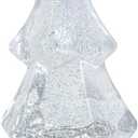 Eldnacele Musical Light-up Glitter Christmas Tree, Christmas Tree Shaped Singing Snow Globe with Silver Base, Battery and USB Cord Powered Decorative Lamp, Silver with Music