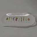 White Ceramic Oval Serving Platter with Print