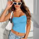 Avidlove Sexy Camisoles Tank Tops for Women Cute Spaghetti Strap Crop Ruched Tube Top (Blue, S)