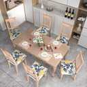 Stretch Dining Chair Seat Covers Set of 6,Dining Chair Slipcovers, Floral Printed Chair Covers,Soft Fabric Washable Upholstered Chair Seat Protector, No Rear Covers for Home Kitchen Dining Room (Orange Floral With Fruit)