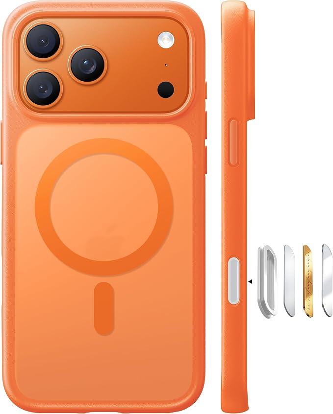 TORRAS Magnetic Shockproof for iPhone 17 Pro Case, Camera Control, Fit for MagSafe, MilitaryGrade Protection, Translucent Slim Case for iPhone 17 Pro Phone Case AntiFingerprint, Cosmic Orange